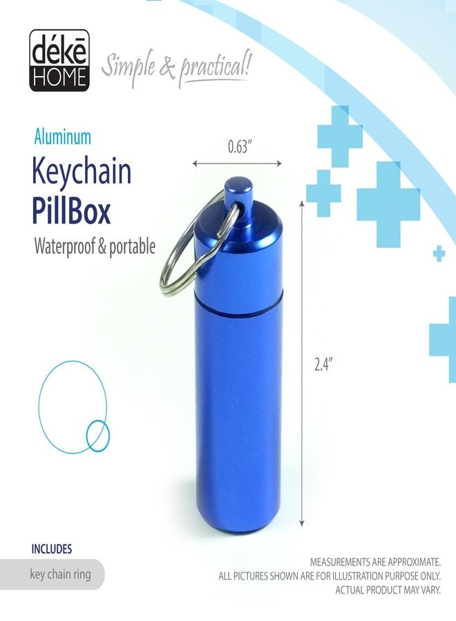 Deke Home - Waterproof Aluminum Pill Box Keychain, Mini Travel Pill Holder Case, Portable Medicine & Vitamin Organizer, Food Grade, Airtight Dispenser, Pocket Container for Daily Use - Image 2